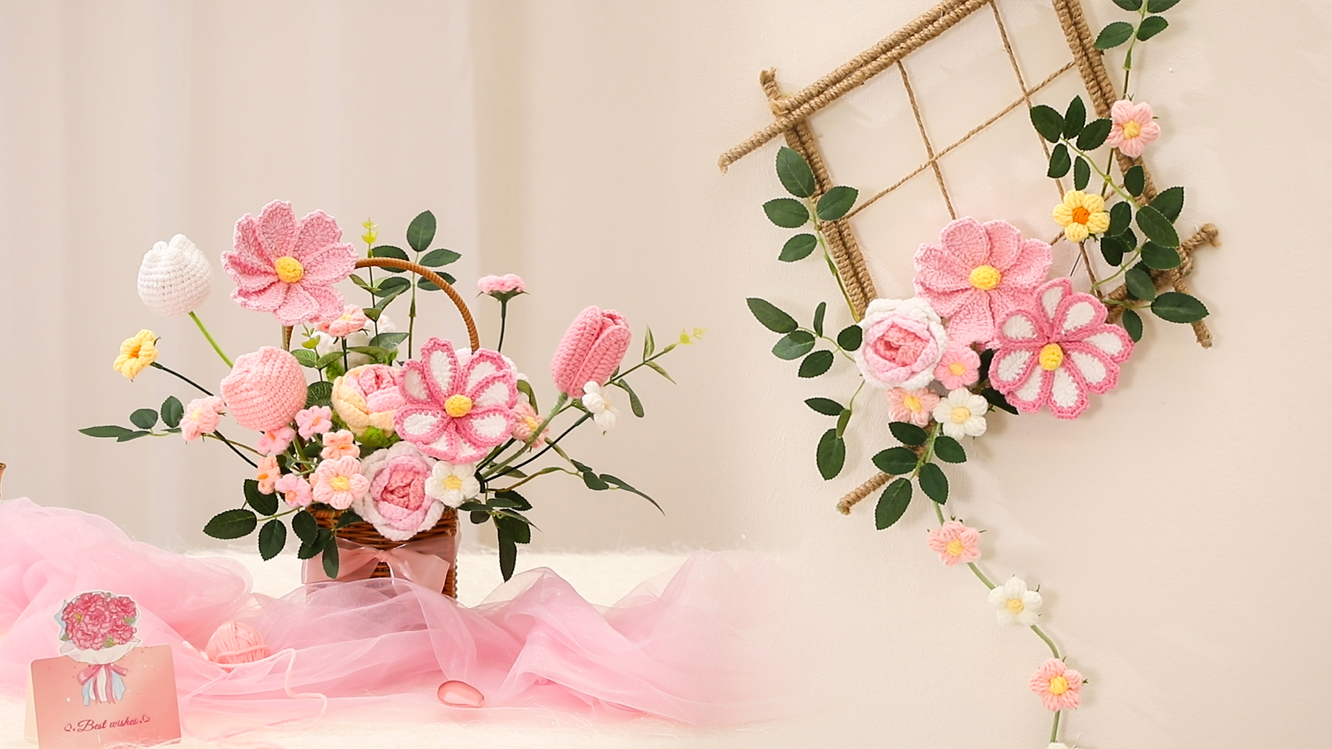 Amazon.com: Alecono Crochet Flower Bouquet, Pink Handmade Knitted